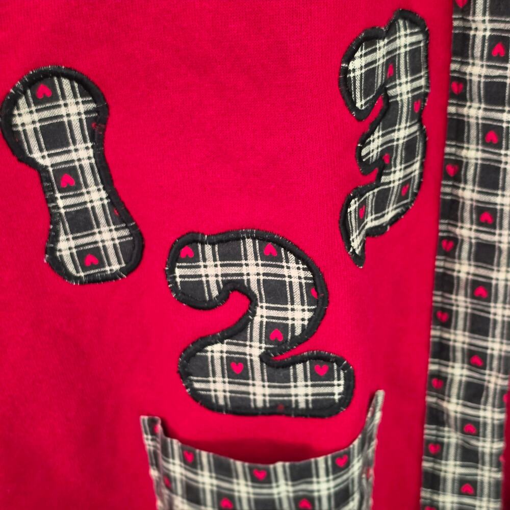 Handcrafted Unique 3XL Red Knit Teacher Core ABC Fleece Cardigan Jacket - Picture 9 of 12
